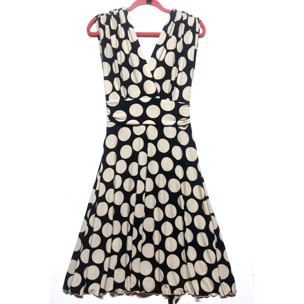 Traces by Tracy Evans Womens Dress Sz 6 wrap V neck Fit & Flare polka dots balls